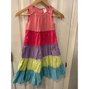Gymboree Girls Rainbow Tiered Cotton Sundress Pink Purple Green Blue Size 7